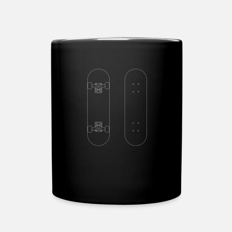 Skateboard White - Full Colour Mug - black
