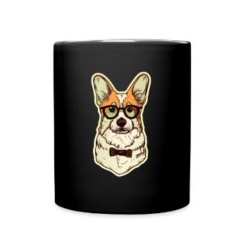 Hipster Corgi Vintage Hundeliebhaber Puppy - Tasse einfarbig - Schwarz - Vorne