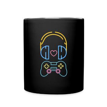 Love Gaming & Music - Nerd - Tasse einfarbig - Schwarz - Vorne