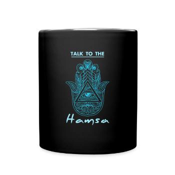 Yoga Hamsa Hand Hindu Buddhism Symbol - Full Colour Mug - black - Front