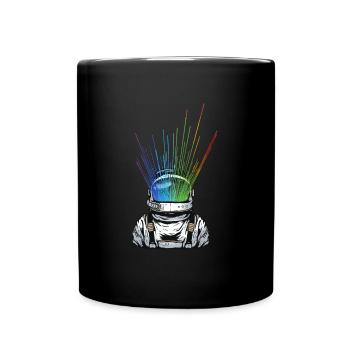 Space Light Astronaut - Regenbogen Strahlen - Tasse einfarbig - Schwarz - Vorne
