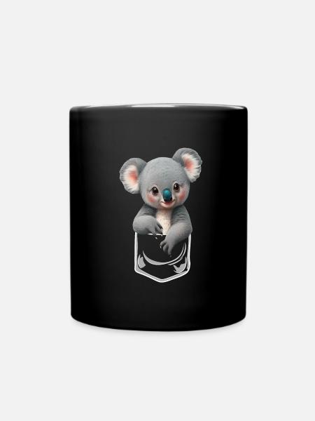 Kuscheliger Baby Koala in der Brusttasche - Tasse einfarbig - Schwarz