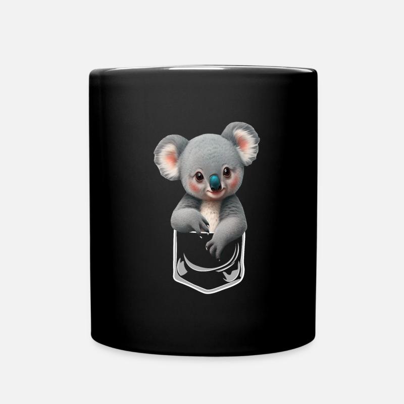 Kuscheliger Baby Koala in der Brusttasche - Tasse einfarbig - Schwarz