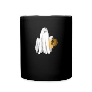 Spooky Season - Little Ghost with Lantern - Full Colour Mug - black - Front