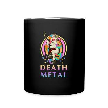 Gitarre Einhorn Musiker Rock Band Regenbogen - Tasse einfarbig - Schwarz - Vorne
