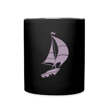 Minimalist Sailboat Lake Silhouette - Full Colour Mug - black - Front