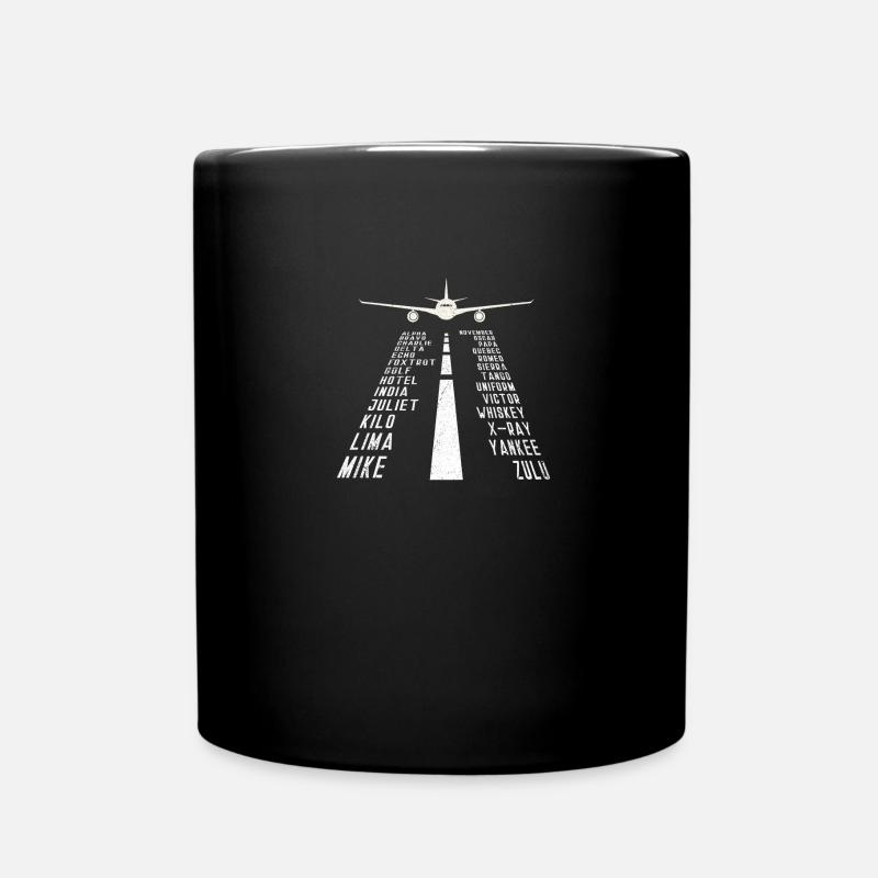 Pilot Airplane Alphabet - Full Colour Mug - black
