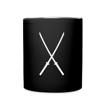 Katana Asien Waffen Samurai Schwert gekreuzt - Tasse einfarbig - Schwarz - Vorne