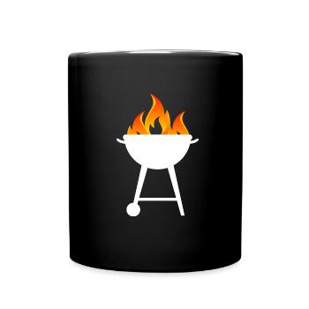 Barbecue avec des flammes - Mug uni - noir - Devant