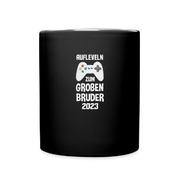 Großer Bruder 2023 Geschenk Babyparty Gamer GAMING - Tasse einfarbig - Schwarz - Vorne