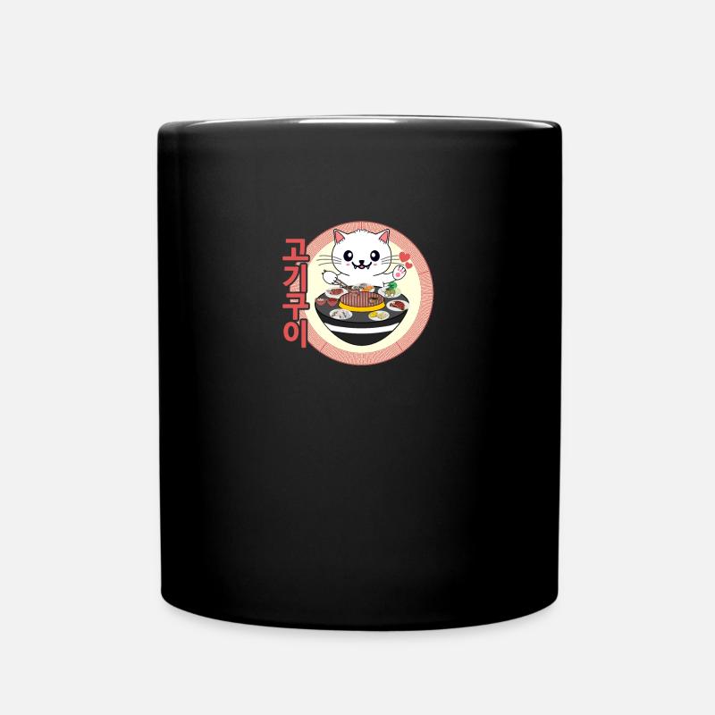 Koreanisches Bbq Kbbq Kawaii Katze - Tasse einfarbig - Schwarz
