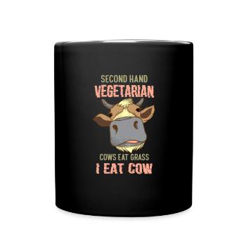 Second Hand Vegetarian Funny Meat Lover Anti Vegan - Full Colour Mug - black - Front