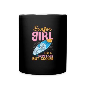 Surfer Girl Funny Surfing - Full Colour Mug - black - Front
