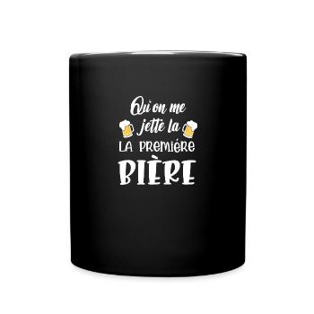qu'on me jette la première bière - Mug uni - noir - Devant