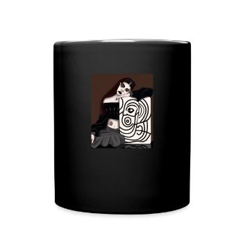 Cubism Art Goth Girls with a Painting in - Full Colour Mug - black - Front