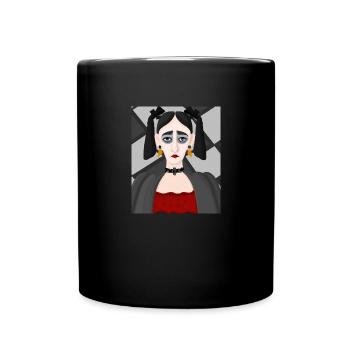 Cubism Art Portrait Of A Goth Girl In - Full Colour Mug - black - Front