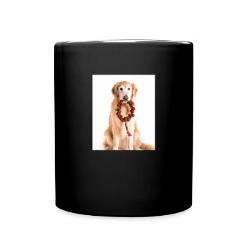 Christmas Dogs Golden Retriever Advent Wreath - Full Colour Mug - black - Front