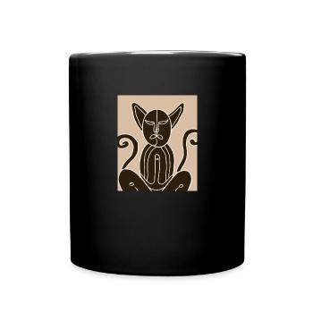 Cat Portrait Cat Cubism Meditation - Full Colour Mug - black - Front
