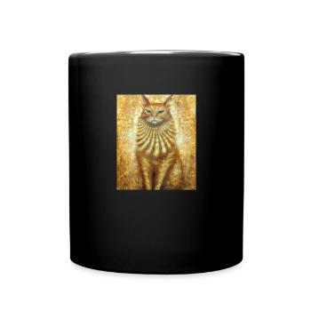 Cat Portrait Gustav Klimt Style Cat - Full Colour Mug - black - Front