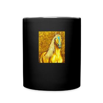 Horse Portrait Horse Gustav Klimt Style - Full Colour Mug - black - Front