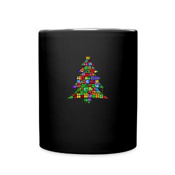 Weihnachten Weihnachtsbaum Aus Geschenken - Tasse einfarbig - Schwarz - Vorne