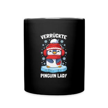 Pinguine Verrückte Pinguin Lady - Tasse einfarbig - Schwarz - Vorne