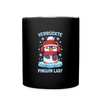 Pinguine Verrückte Pinguin Lady - Tasse einfarbig - Schwarz - Vorne
