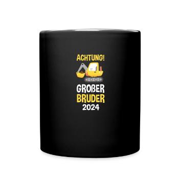 Großer Bruder 2024 Bagger Geschenk - Tasse einfarbig - Schwarz - Vorne