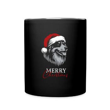 Australian Shepherd Merry Christmas, Dog Head - Full Colour Mug - black - Front