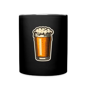 Bierglas Vintage Illustration - Tasse einfarbig - Schwarz - Vorne