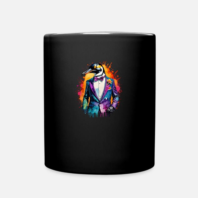 Pinguin im Anzug - Tasse einfarbig - Schwarz