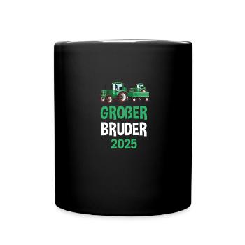 Großer Bruder 2025 Traktor Geschenkidee - Tasse einfarbig - Schwarz - Vorne