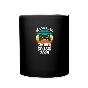 Großer Cousin 2025 Nächstes level gamer - Tasse einfarbig - Schwarz - Vorne
