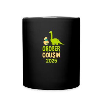 Großer Cousin 2025 Dino Geschenkidee - Tasse einfarbig - Schwarz - Vorne