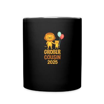 Großer Cousin 2025 Löwe Geschenk - Tasse einfarbig - Schwarz - Vorne