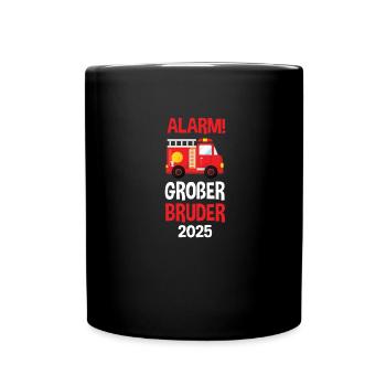 großer bruder 2025 feuerwehr geschenk - Tasse einfarbig - Schwarz - Vorne