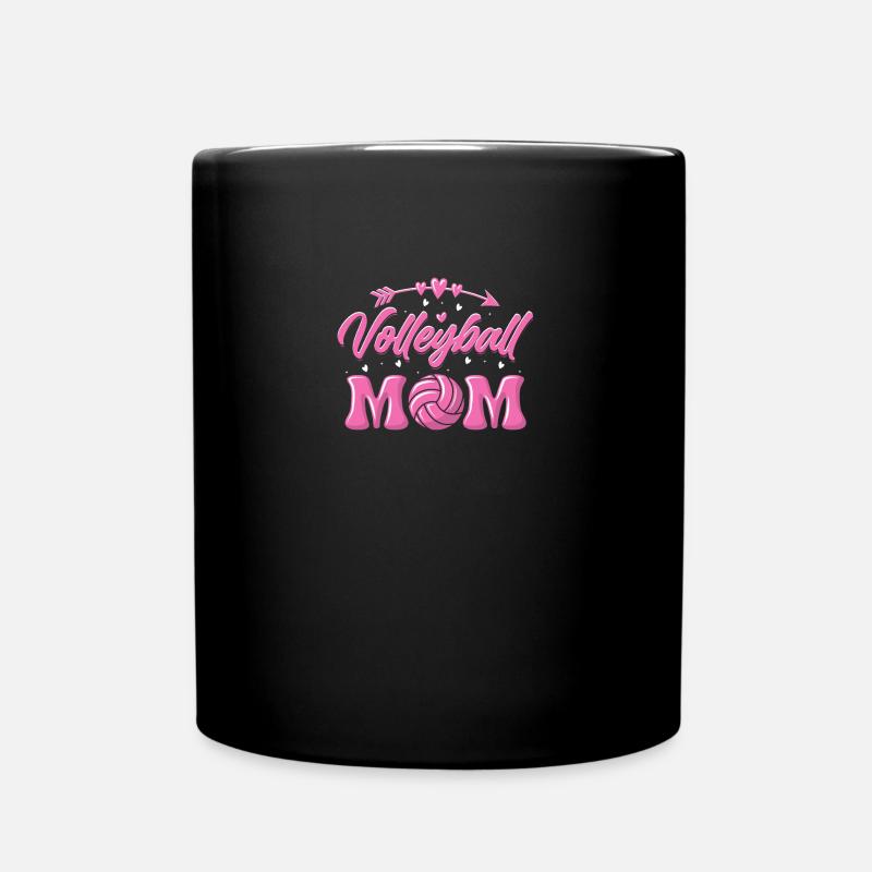 Beach volley, terrain de volley-ball mère, volley-ball - Mug uni - noir