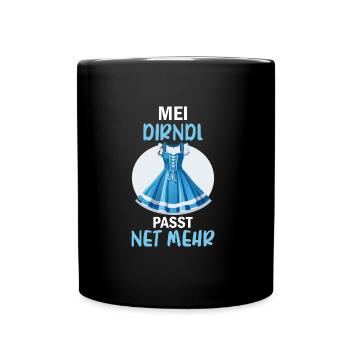 Damen Mei Dirndl Tracht Bayrisch Trachten Ersatz - Tasse einfarbig - Schwarz - Vorne