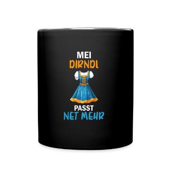 Damen Mei Dirndl Tracht Bayrisch Trachten Ersatz - Tasse einfarbig - Schwarz - Vorne