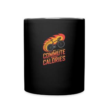 My Commute Burns Calories Bike Commuting - Full Colour Mug - black - Front