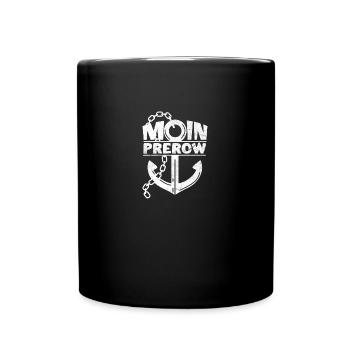 Meer Küste - MOIN PREROW mit Anker - Tasse einfarbig - Schwarz - Vorne