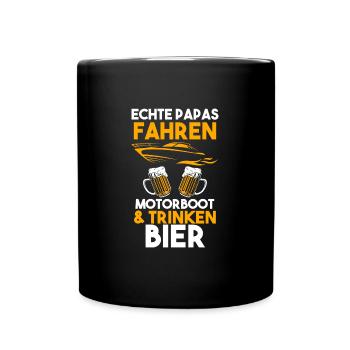 Motorboot Papa Vater Geschenk - Tasse einfarbig - Schwarz - Vorne