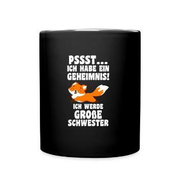 Schwestern Fuchs grosse Schwester Fuchs Geschenk - Tasse einfarbig - Schwarz - Vorne