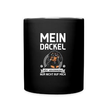 Dackel Hund Dackel Besitzer Geschenk - Tasse einfarbig - Schwarz - Vorne