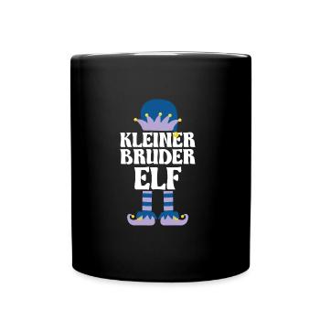 Kleiner Bruder Elf Geschwister Geschenk - Tasse einfarbig - Schwarz - Vorne