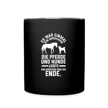 Pferd Hund Hunde Geschenk - Tasse einfarbig - Schwarz - Vorne