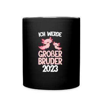 Großer Bruder 2023 Axolotl Grosser Bruder Geschenk - Tasse einfarbig - Schwarz - Vorne