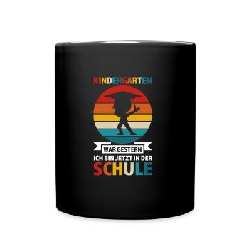 Schulkind Anfang Einschulung Geschenk - Tasse einfarbig - Schwarz - Vorne