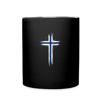 Drapeau finlandais Suomi drapeau finlandais look usé - Mug uni - noir - Devant