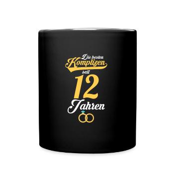 12 Jahre Ehe Ehepaar Nickel-Hochzeit Geschenk - Tasse einfarbig - Schwarz - Vorne